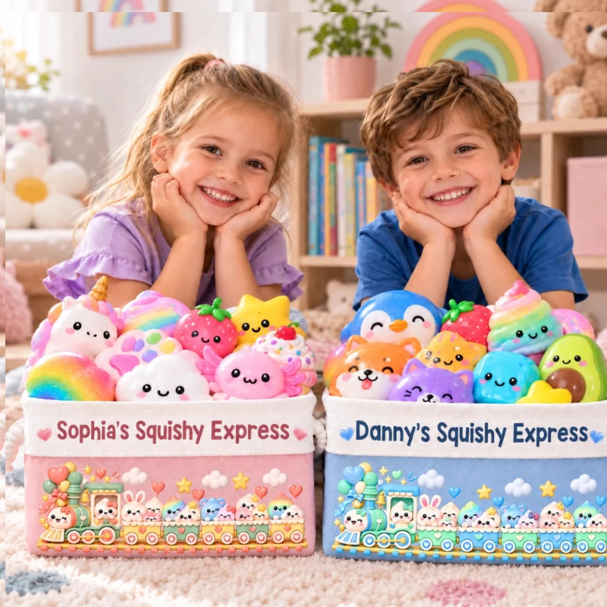 Custom Name Happy Express Squishy Train Gifts For Kids - Personalized Storage Basket