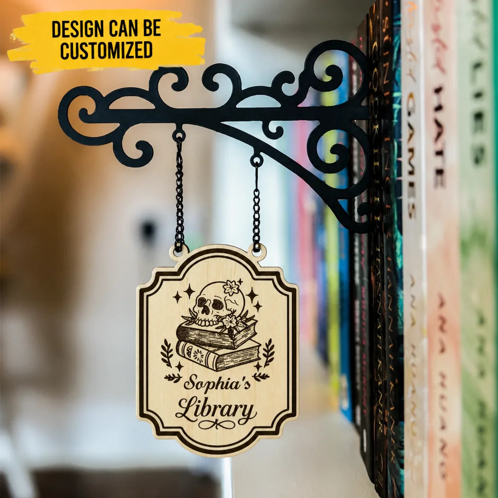 Custom Double-Sided Wooden Book Tavern Sign - Personalized Gifts For Readers - Home Library Decor