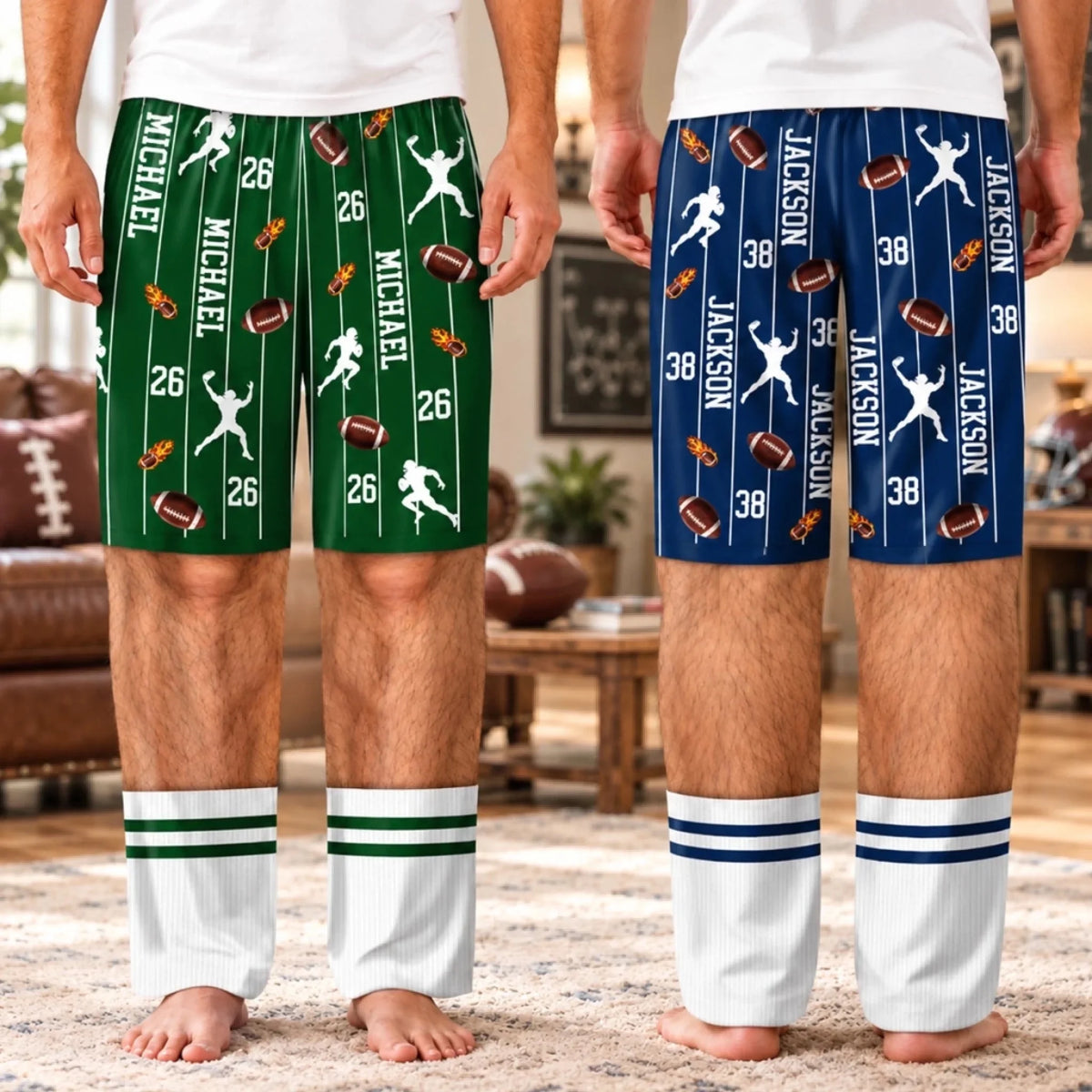 Custom Name Football Gifts for Men - Personalized Pajamas