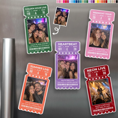 Custom Photo Concert Ticket Keepsake Gifts - Personalized Acrylic Fridge Magnet