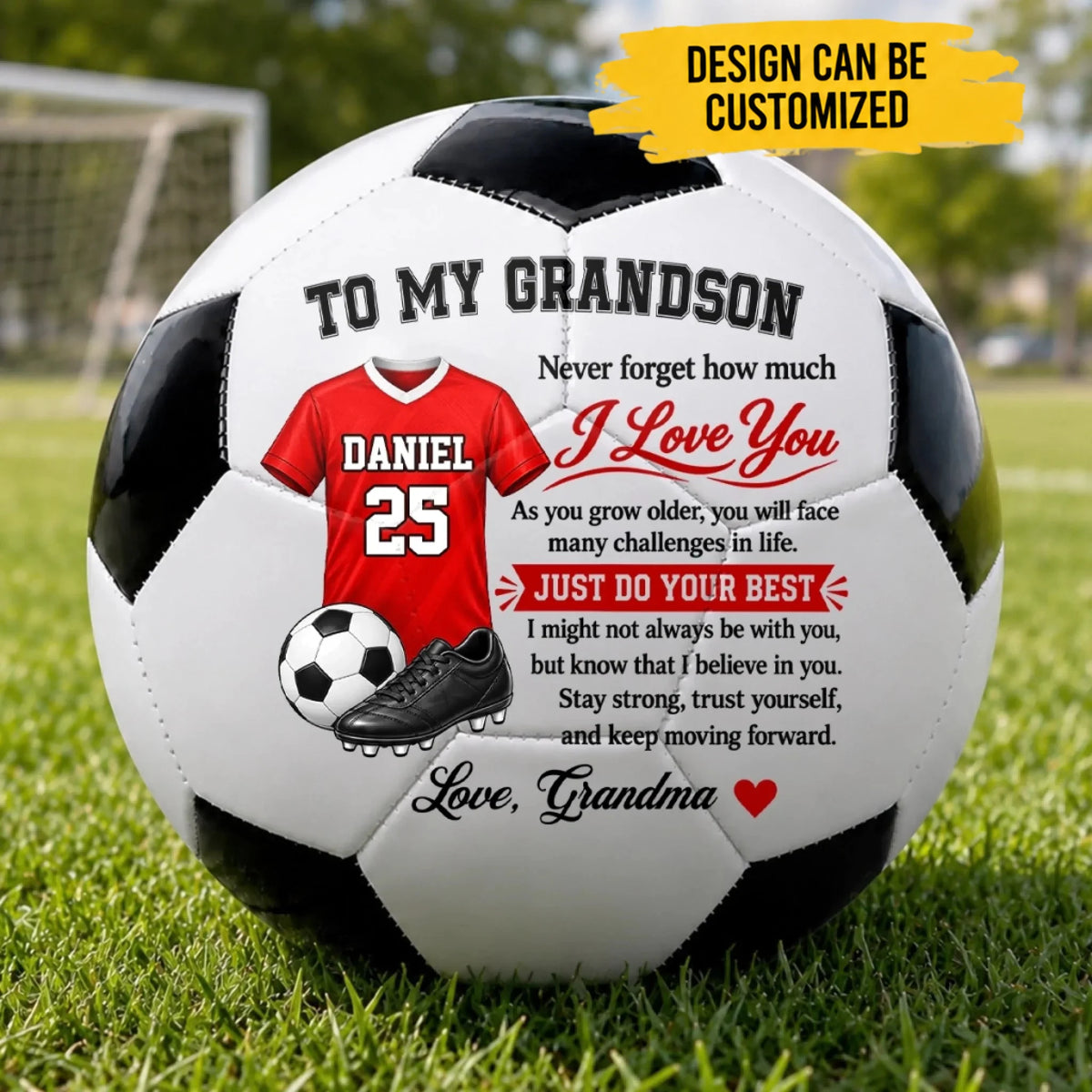 Custom Soccer Ball - Personalized Inspirational Soccer Gifts for Son and Grandson