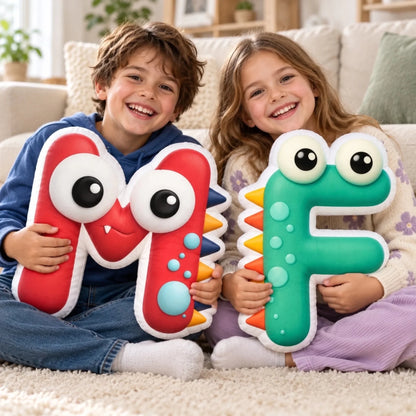 Custom Cute Monster Initial Kids Gifts - Personalized Shaped Pillow