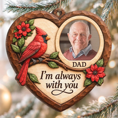 Custom Wooden Ornament - Personalized Photo Cardinal Dad Christmas Gifts