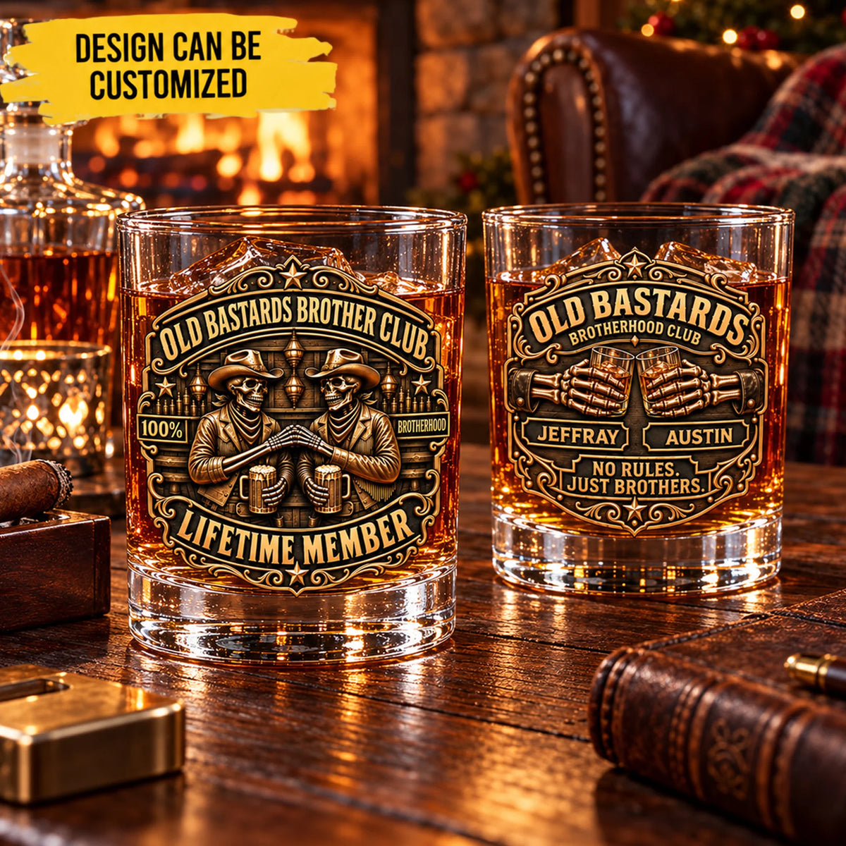 Brotherhood Built To Last Forever - Personalized Whiskey Glass