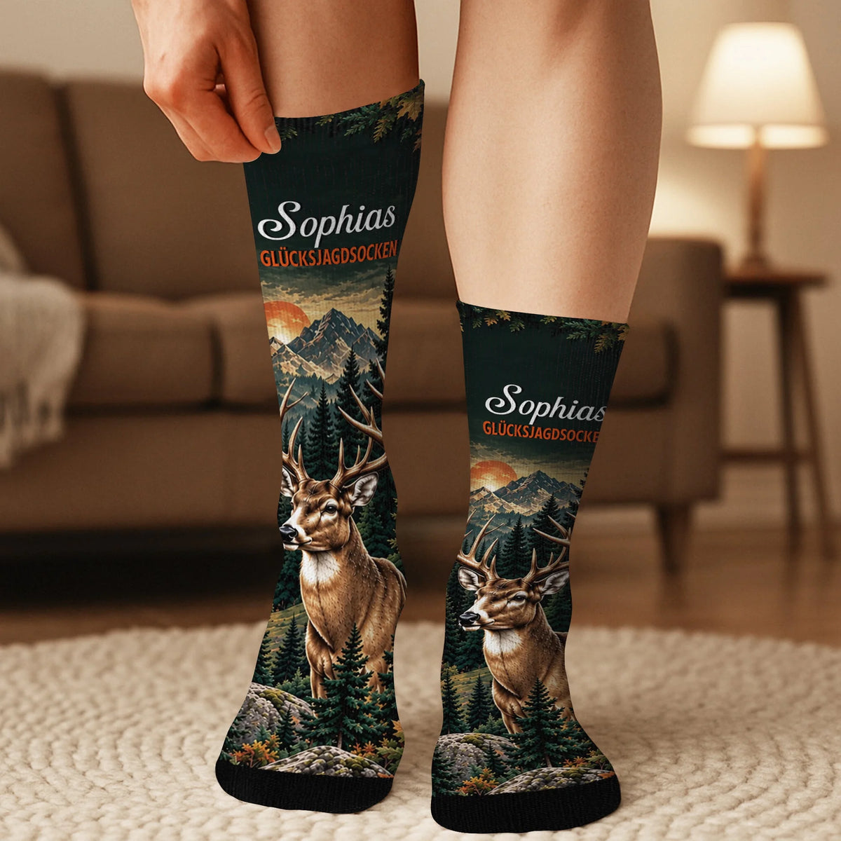 Custom Name Lucky Hunting Gifts for Hunters - Personalized Middle Tube Socks