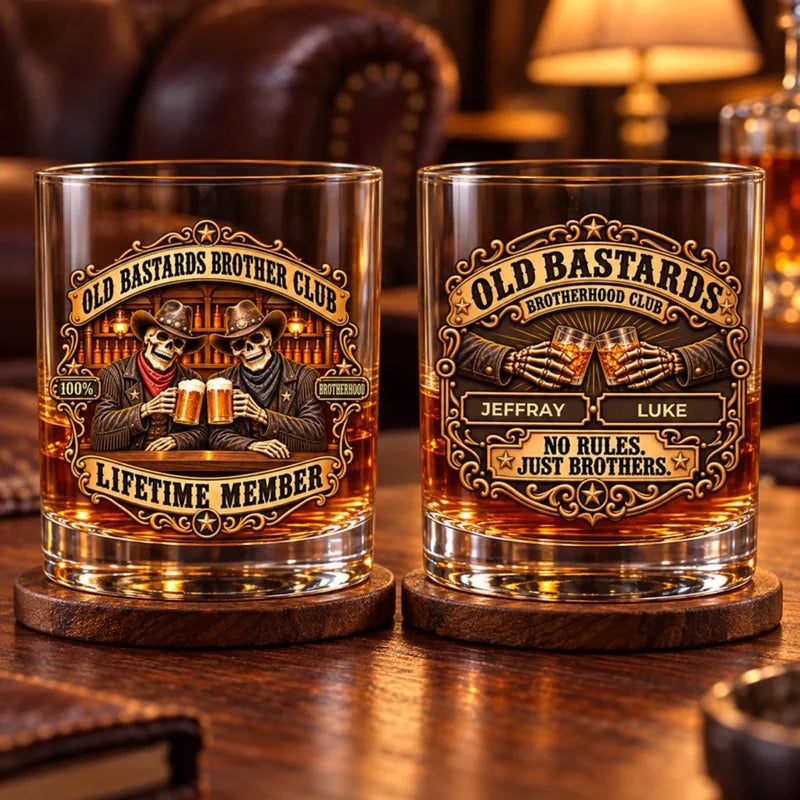 Custom Name Brotherhood Gifts for Brothers - Personalized Whiskey Glass