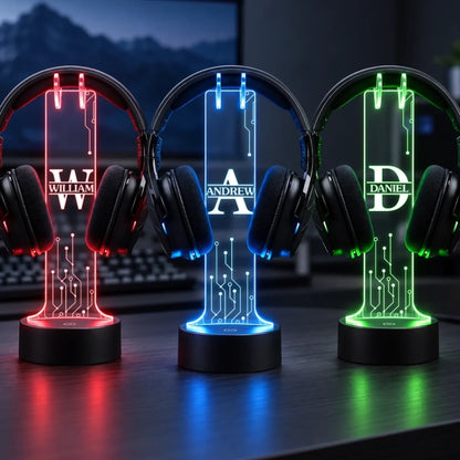 Custom Name Tech Headphone Stand - Personalized Gifts for Gamers