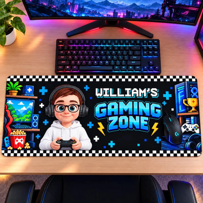 Custom Name Gamer Character Gifts - Personalized Desk Mat - My Gaming Zone