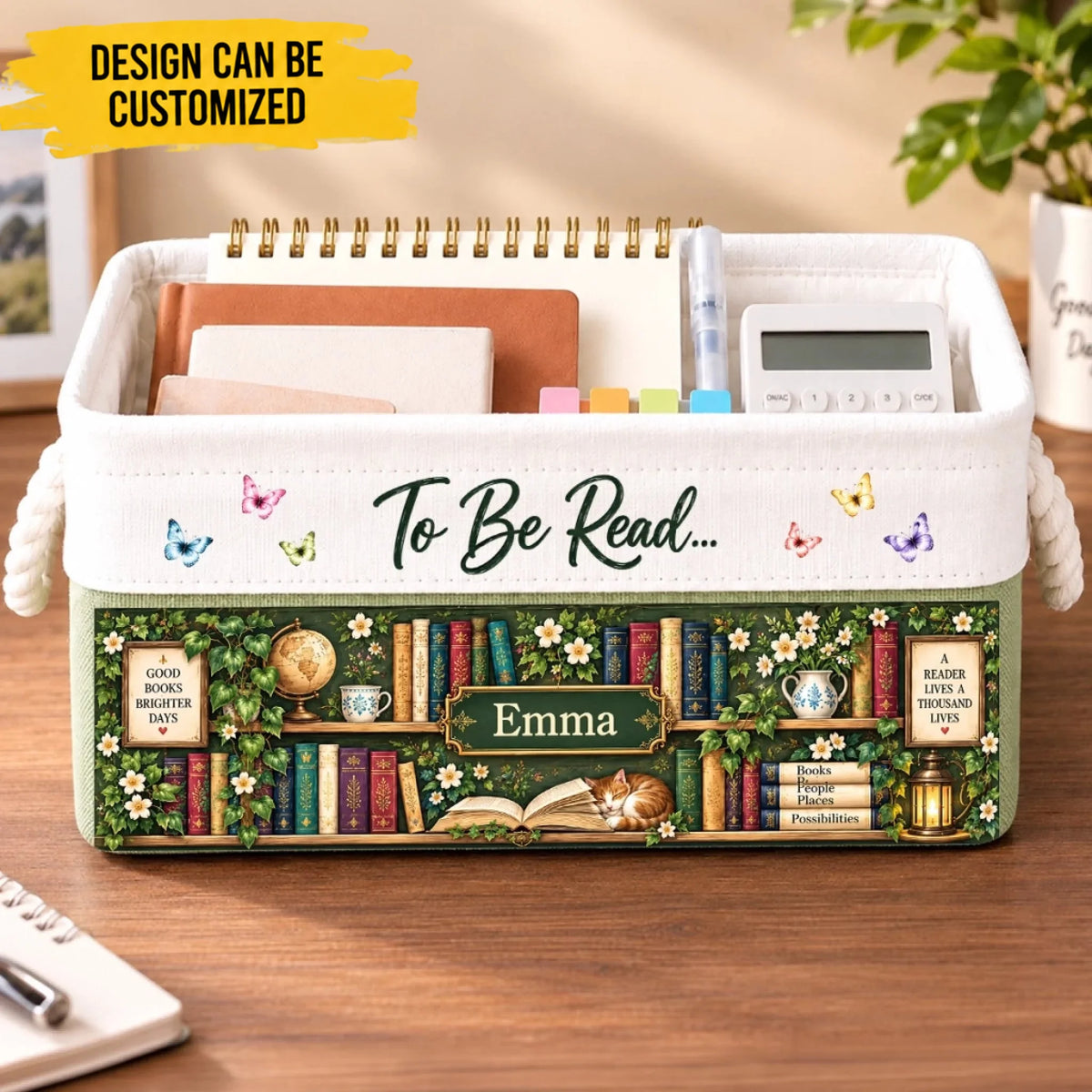 Personalized Storage Basket - Christmas Gift For Book Lovers