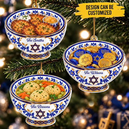 Custom Name Hanukkah Food Gifts for Families - Personalized Acrylic Ornament